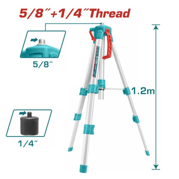 Trépied niveau laser TOTAL TLLT01152 aluminium 1.2m support réglable chantier précision