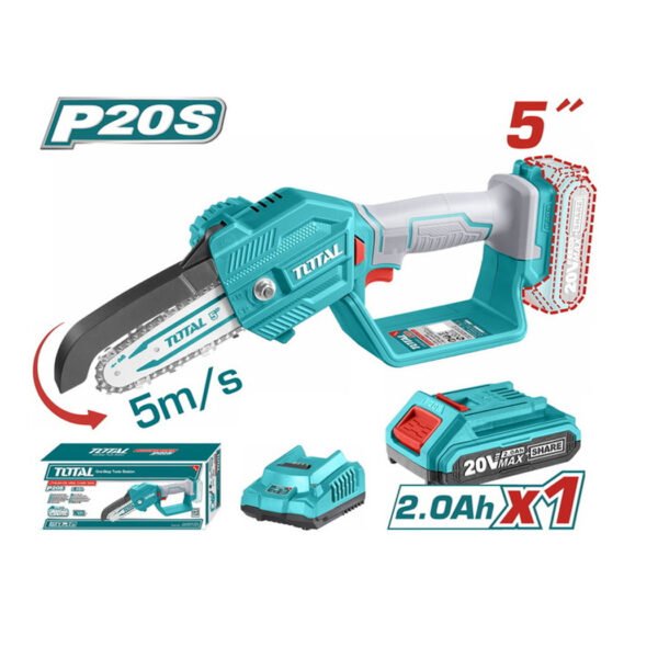 Mini tronçonneuse sans fil TOTAL 20V TGSLI20581 13cm pour élagage et coupe de branches