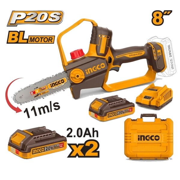 Tronçonneuse INGCO 20V sans fil 8 pouces coupe bois
