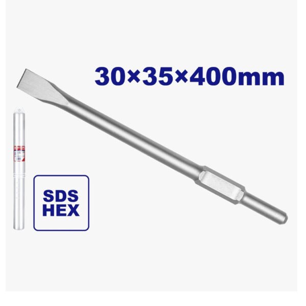 Burin hexagonal pointu EMTOP ECHS034352 30×35×400 mm pour marteau-piqueur et travaux de démolition
