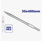 Burin hexagonal pointu EMTOP ECHS034002 30×400 mm pour marteau-piqueur et travaux de démolition
