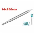 Burin pointu SDS Plus 14x250 mm en acier pour perforateur, utilisé pour casser béton et pierre.