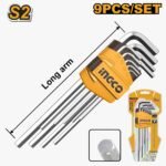 Jeu de clés Torx INGCO HHK13091 9 pièces T10 à T50 bras long acier haute résistance