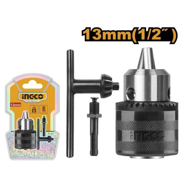 Mandrin de perceuse 13 mm INGCO avec adaptateur KC1301.1 pour fixation d’accessoires de perçage