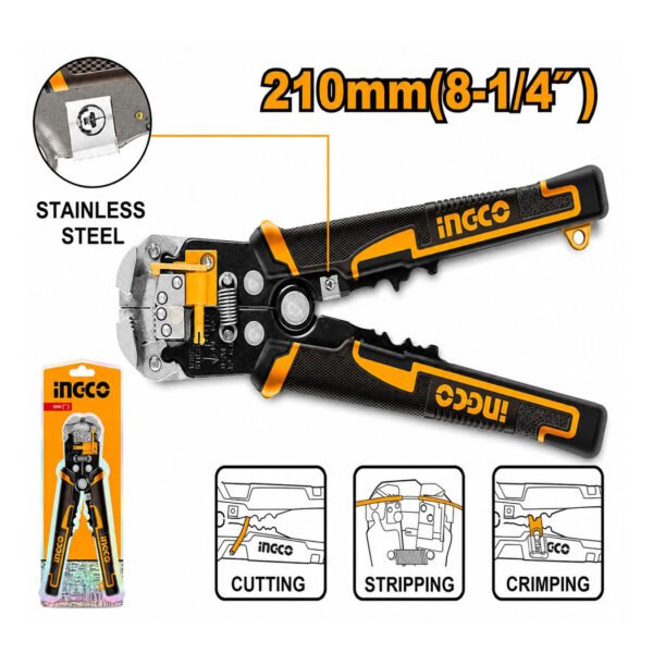 Pince à dénuder automatique INGCO HWSP102418 210 mm pour couper, dénuder et sertir les fils électriques