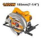 Scie circulaire électrique INGCO CS18538 1400W avec lame 185 mm pour découpe du bois.