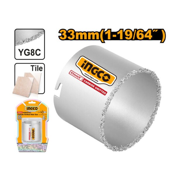Scie cloche carrelage INGCO HSB40331 33 mm pour perçage précis de céramique et faïence