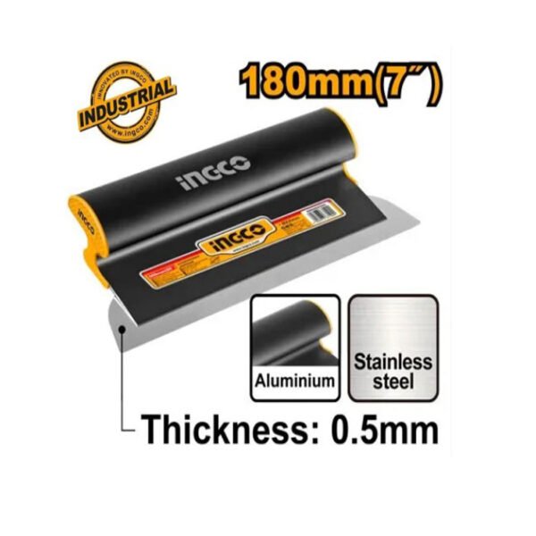 Truelle INGCO HSCL00701 de 180 mm pour application et lissage d’enduit sur plaques de plâtre