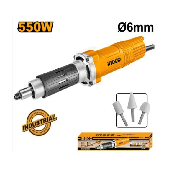 Meuleuse droite INGCO PDG5501 550W avec mandrin 6 mm pour meulage et polissage de précision.