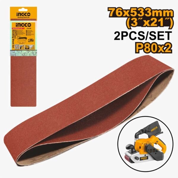 BANDE ABRASIVE INGCO BSP010801 – P80 – 76×533 MM