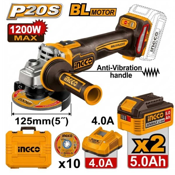 MEULEUSE D'ANGLE 20V INGCO 20V 125MM CAGLI2120272